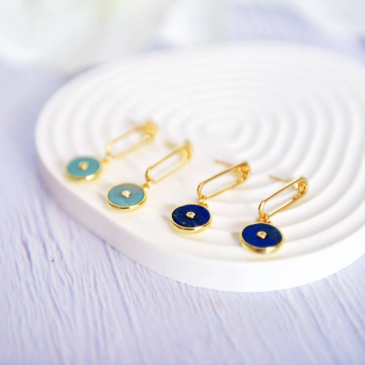 Handmade  Natural Gemstone/ Real Gemstone Earrings/Lapis Lazuli Stone