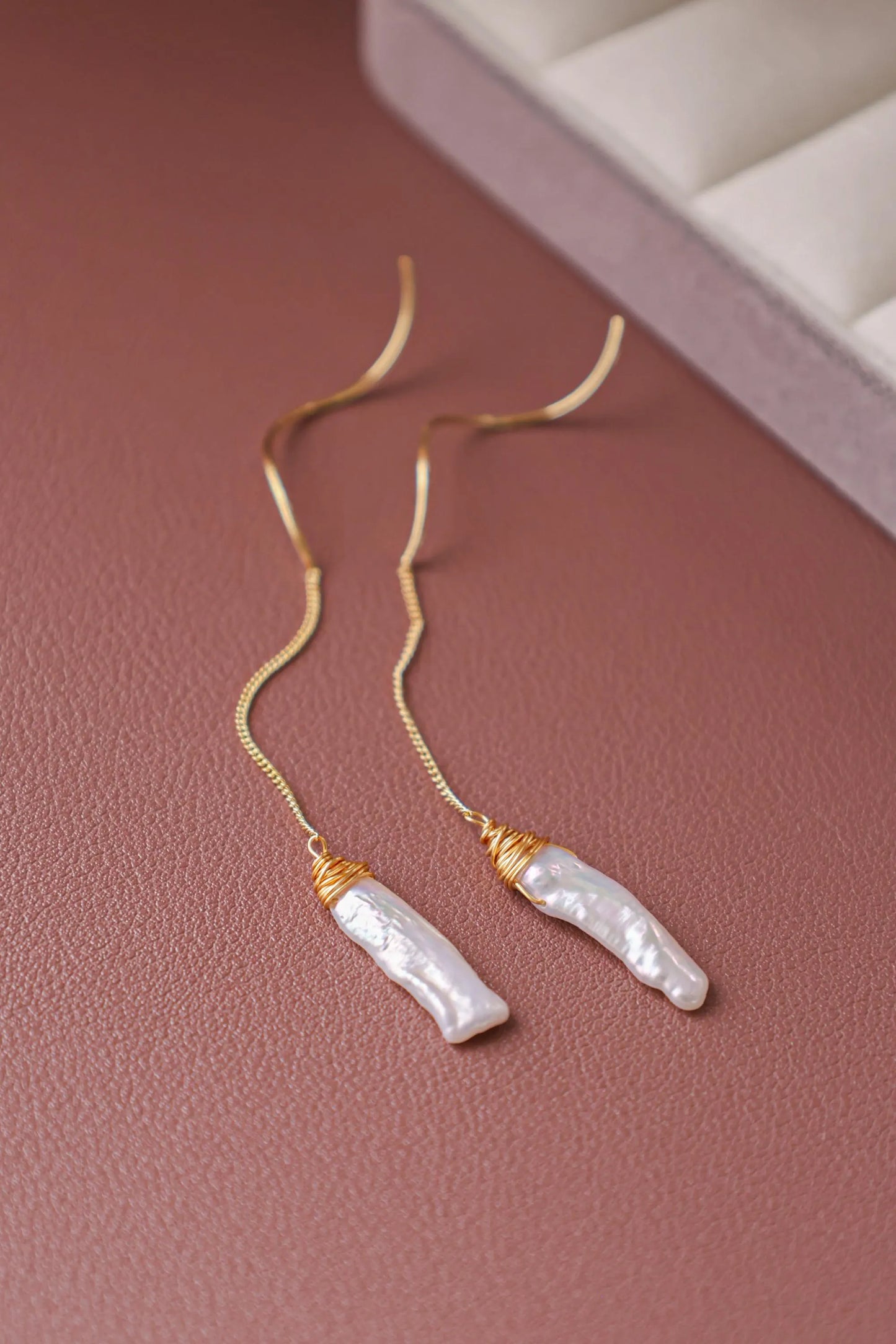 Baroque Pearl Dangle Earrings - Crafted with Brass