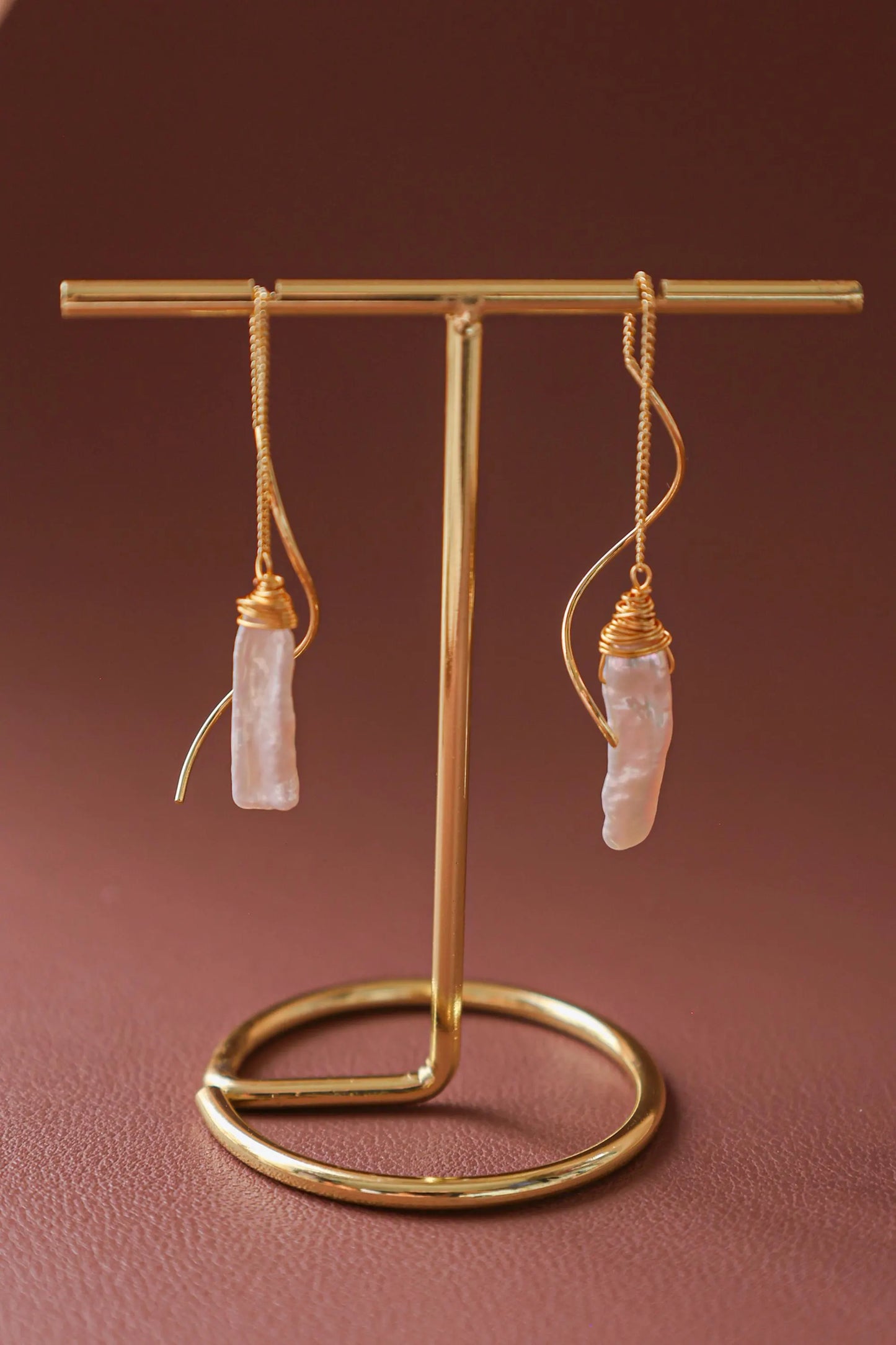Baroque Pearl Dangle Earrings - Crafted with Brass