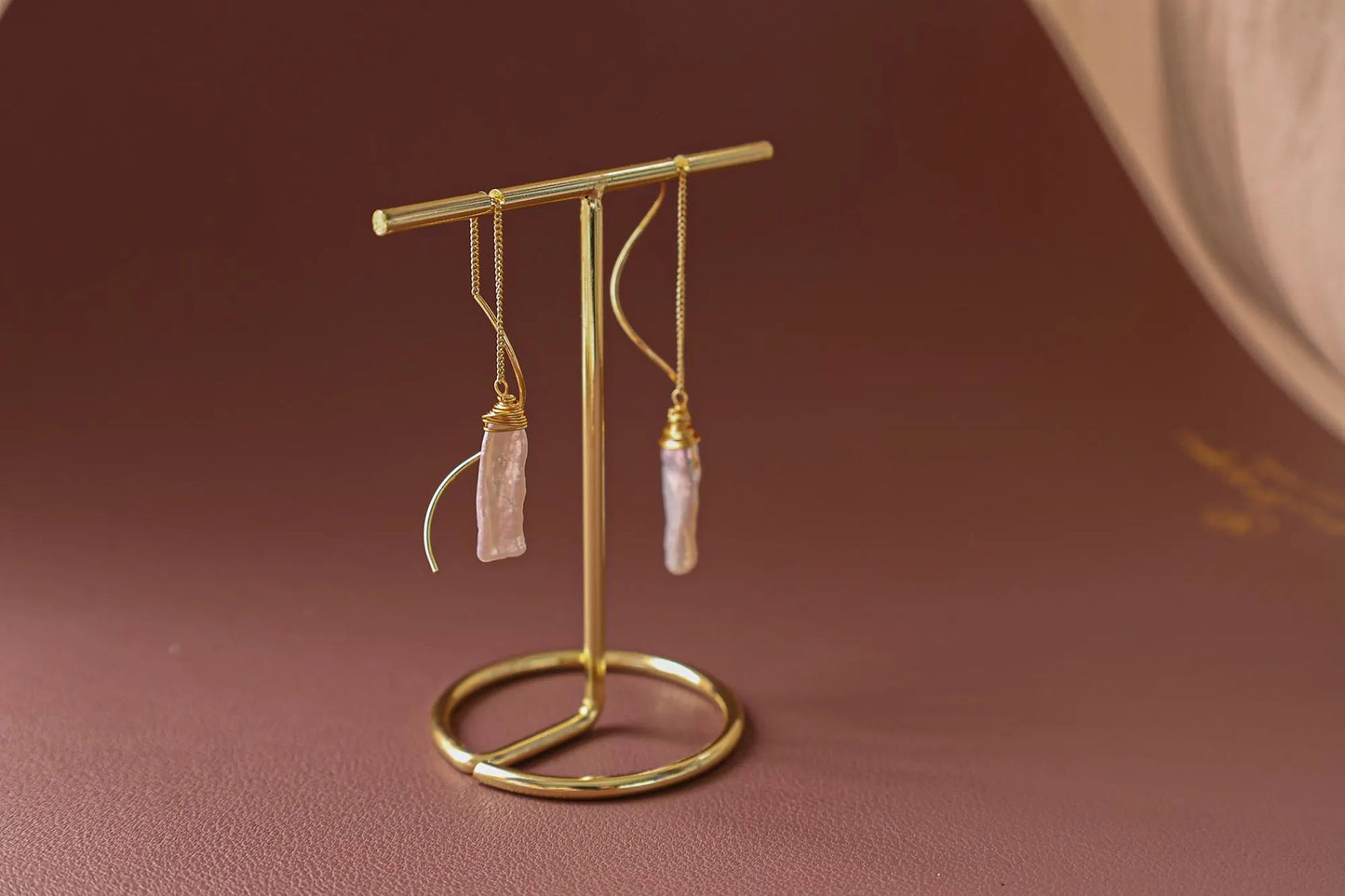 Baroque Pearl Dangle Earrings - Crafted with Brass