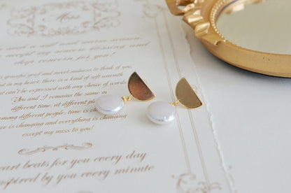 Handmade freshwater pearl Earrings/Natural Baroque Pearl Earrings/14K