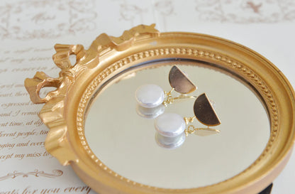 Handmade freshwater pearl Earrings/Natural Baroque Pearl Earrings/14K
