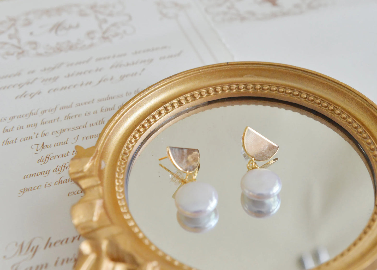 Handmade freshwater pearl Earrings/Natural Baroque Pearl Earrings/14K