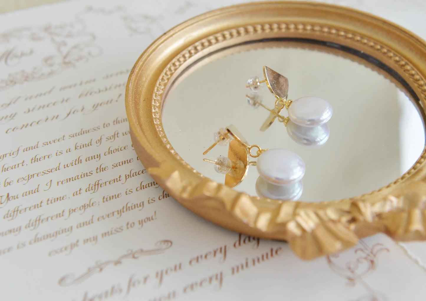 Handmade freshwater pearl Earrings/Natural Baroque Pearl Earrings/14K
