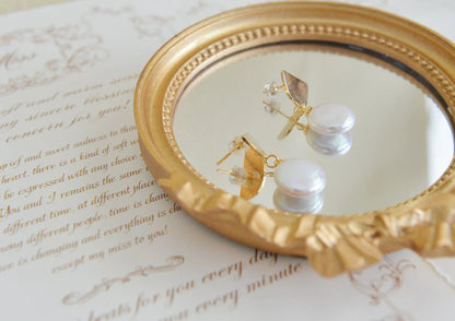 Handmade freshwater pearl Earrings/Natural Baroque Pearl Earrings/14K