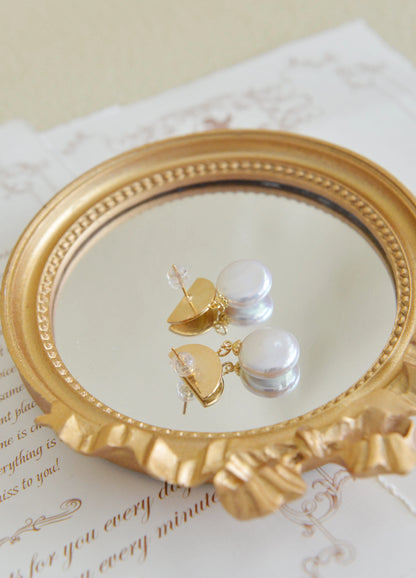 Handmade freshwater pearl Earrings/Natural Baroque Pearl Earrings/14K