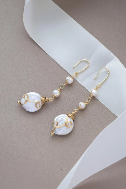 Baroque Pearl Drop Earrings - Crafted with baroque pearl, genuine