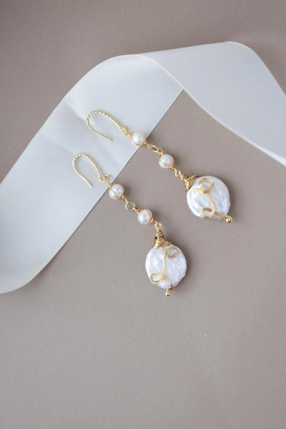 Baroque Pearl Drop Earrings - Crafted with baroque pearl, genuine