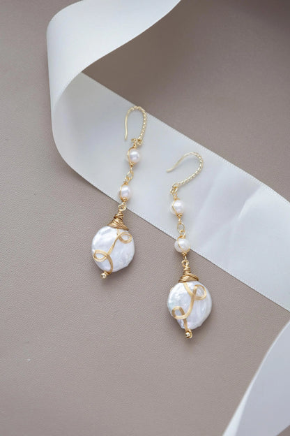 Baroque Pearl Drop Earrings - Crafted with baroque pearl, genuine