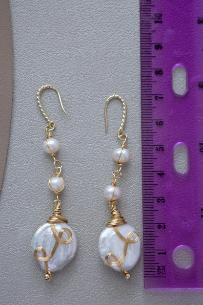 Baroque Pearl Drop Earrings - Crafted with baroque pearl, genuine