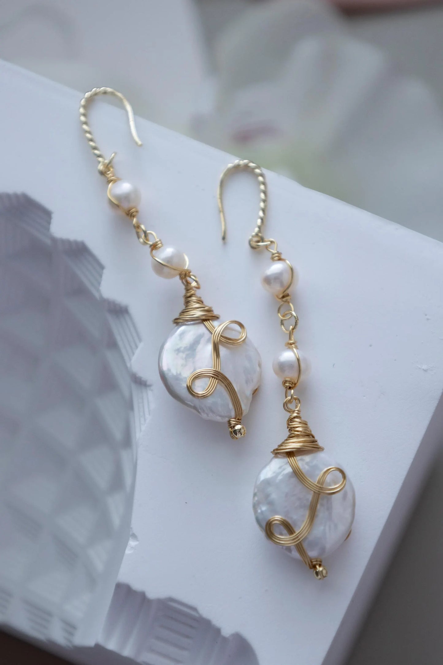 Baroque Pearl Drop Earrings - Crafted with baroque pearl, genuine