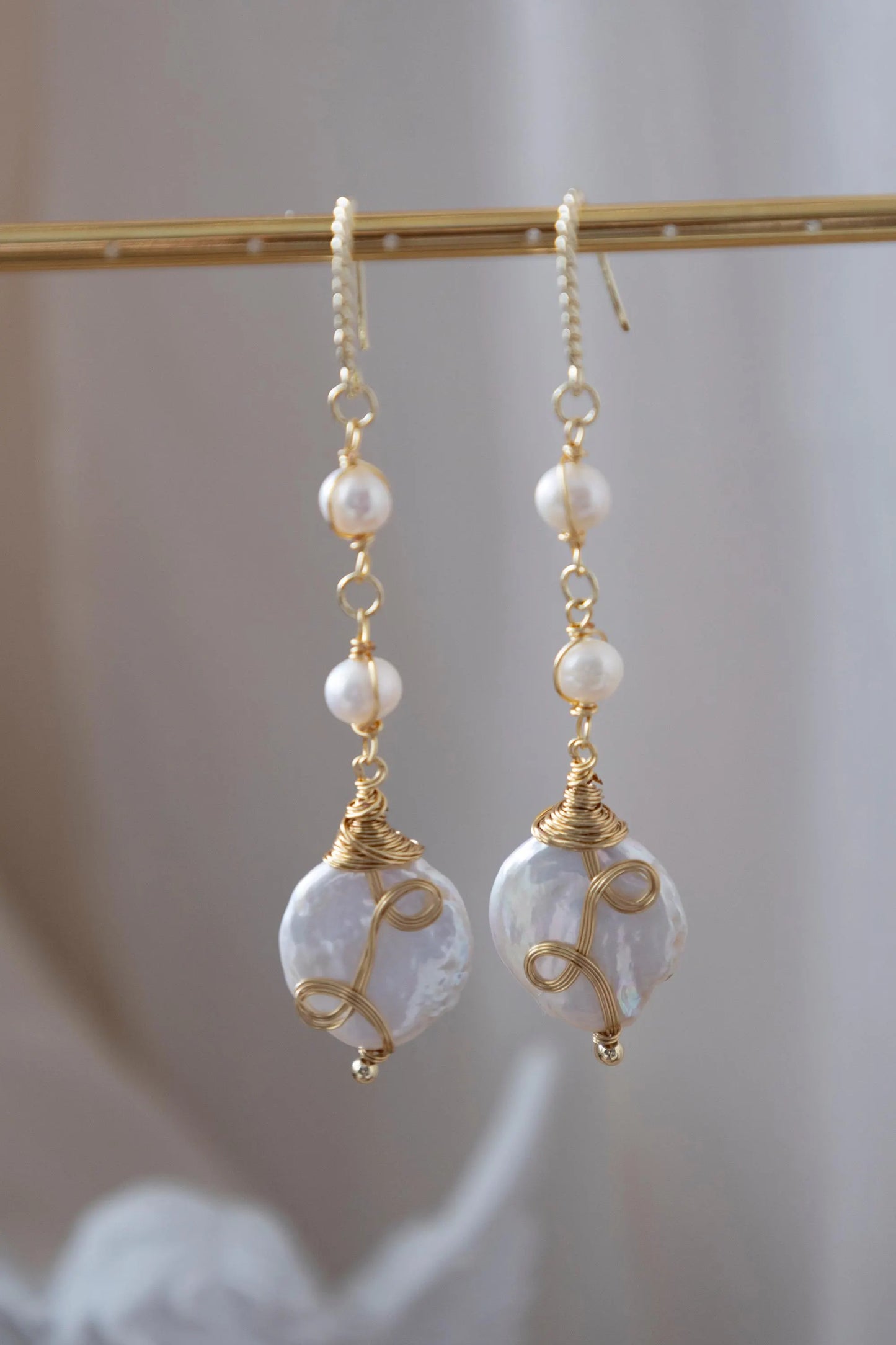 Baroque Pearl Drop Earrings - Crafted with baroque pearl, genuine