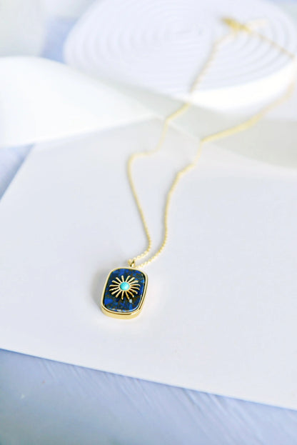 Handmade natural gemstone jewelry/Lapis Lazuli Necklace/Malachite
