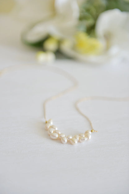 Handmade natural pearl necklace,14k Gold Pearl Necklace, Dainty