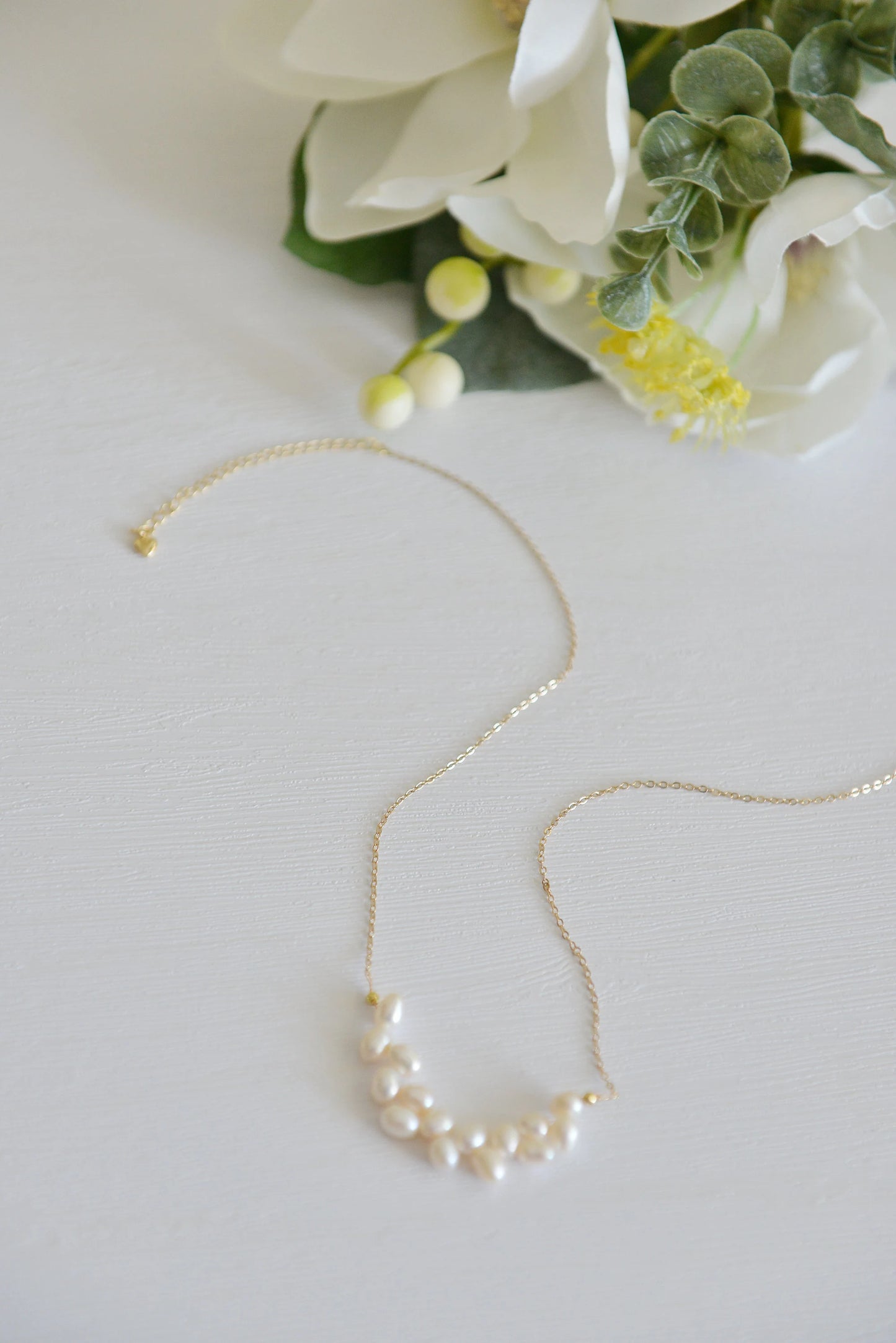 Handmade natural pearl necklace,14k Gold Pearl Necklace, Dainty