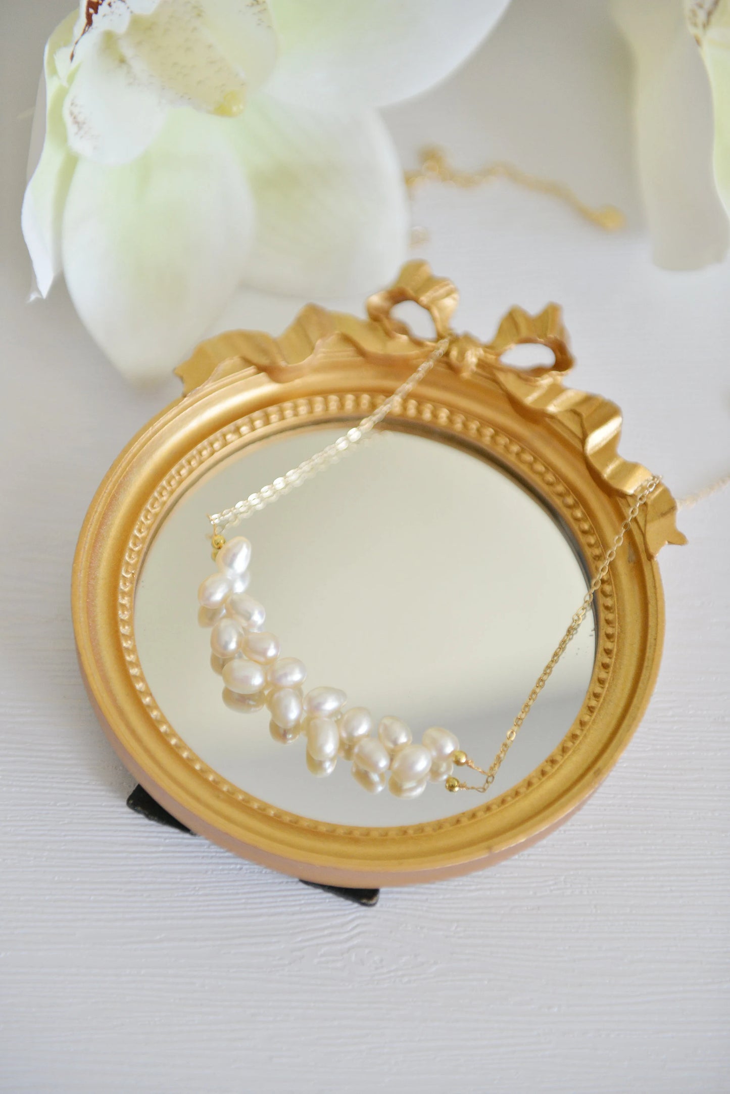 Handmade natural pearl necklace,14k Gold Pearl Necklace, Dainty
