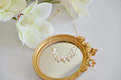 Handmade natural pearl necklace,14k Gold Pearl Necklace, Dainty