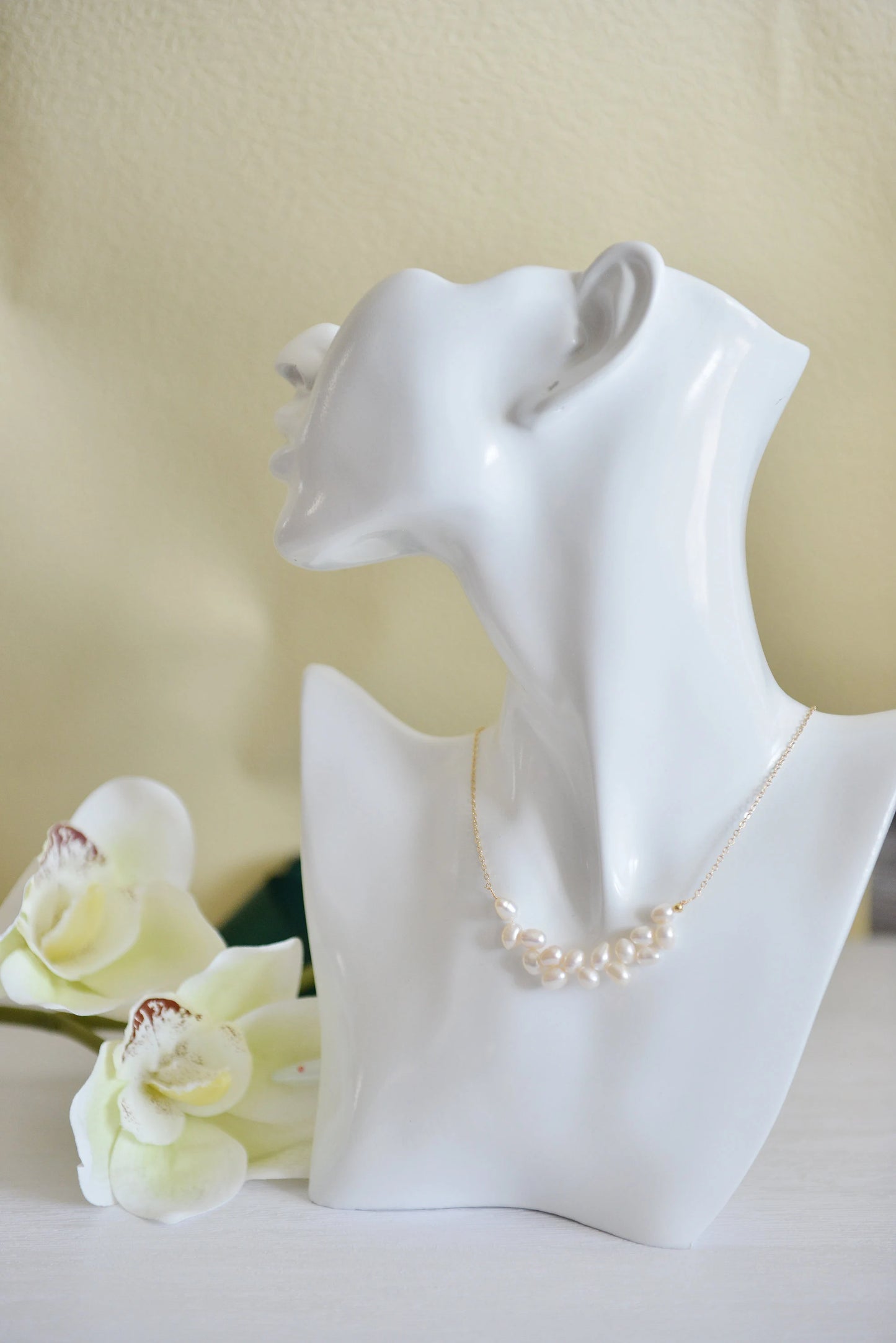 Handmade natural pearl necklace,14k Gold Pearl Necklace, Dainty
