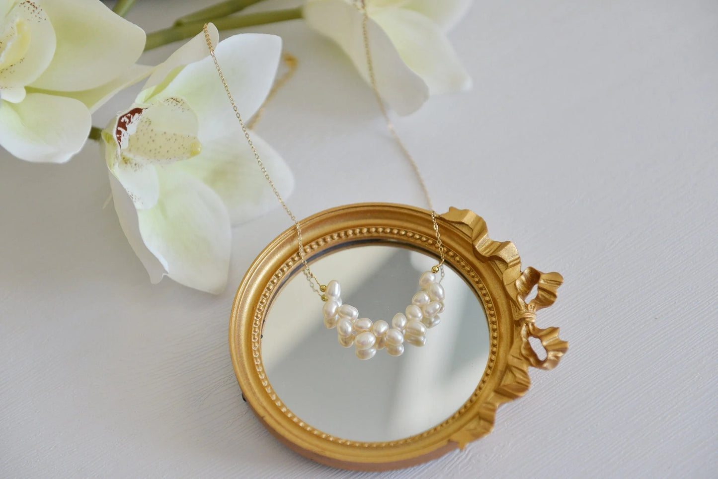 Handmade natural pearl necklace,14k Gold Pearl Necklace, Dainty
