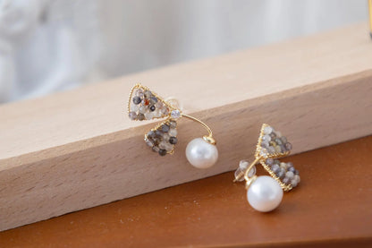 Fairy Wing Freshwater Pearl Stud Earrings