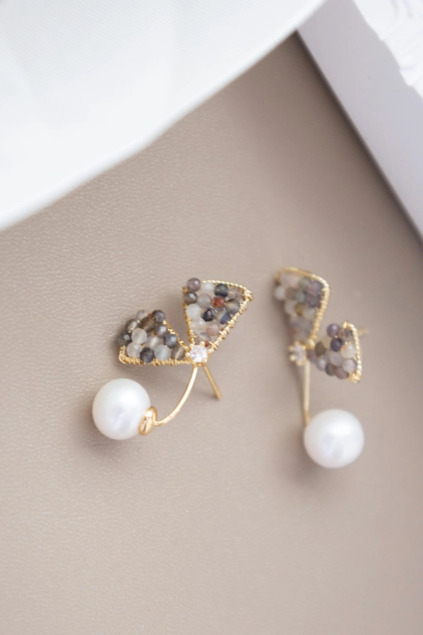 Fairy Wing Freshwater Pearl Stud Earrings