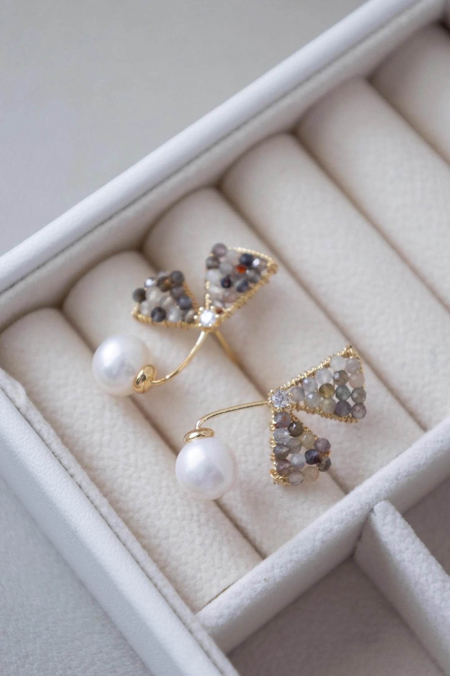 Fairy Wing Freshwater Pearl Stud Earrings