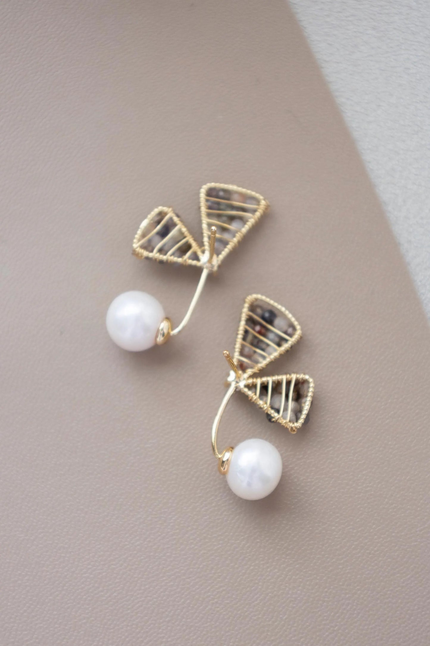 Fairy Wing Freshwater Pearl Stud Earrings