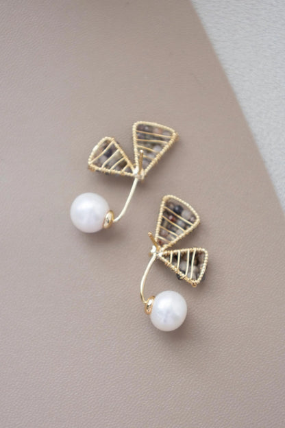 Fairy Wing Freshwater Pearl Stud Earrings