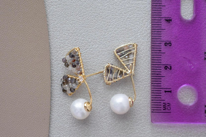 Fairy Wing Freshwater Pearl Stud Earrings