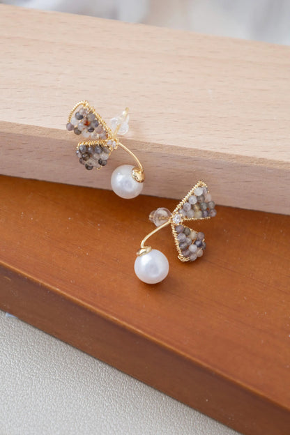 Fairy Wing Freshwater Pearl Stud Earrings