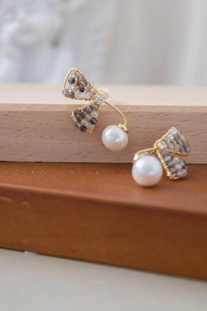 Fairy Wing Freshwater Pearl Stud Earrings