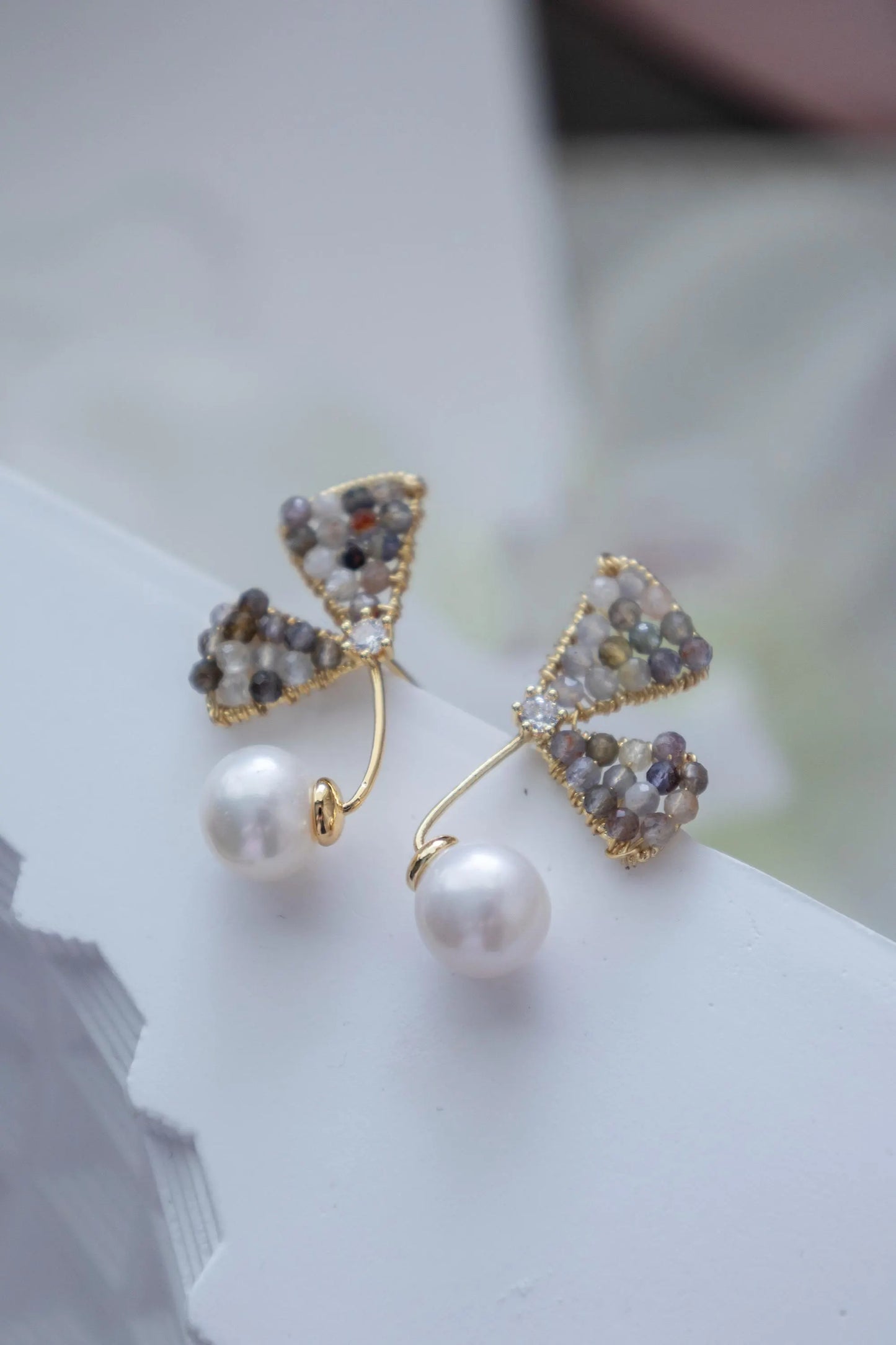 Fairy Wing Freshwater Pearl Stud Earrings