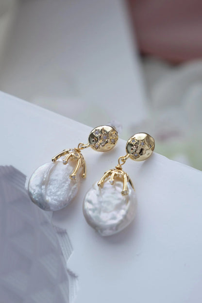 Lava Texture Baroque Pearl Earrings