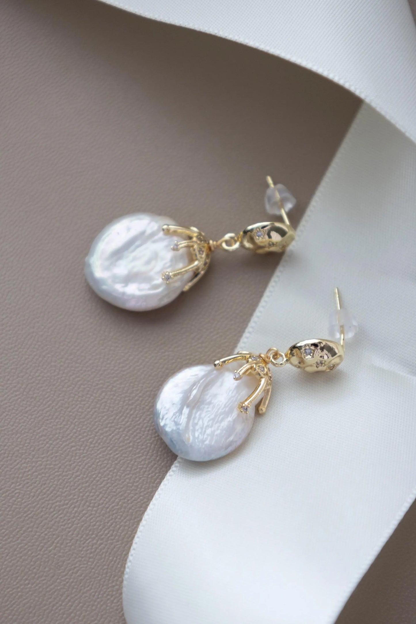 Lava Texture Baroque Pearl Earrings