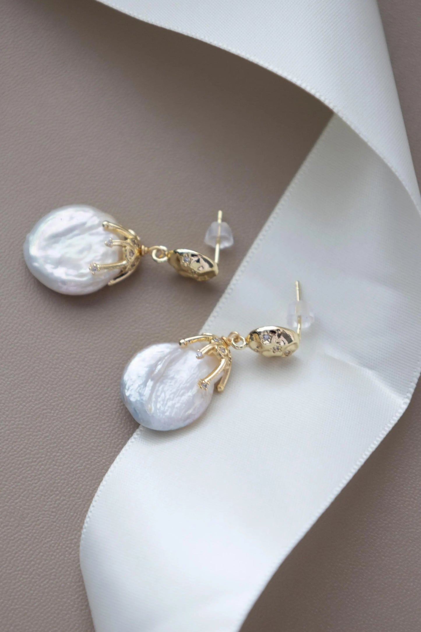 Lava Texture Baroque Pearl Earrings