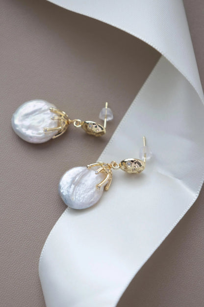 Lava Texture Baroque Pearl Earrings