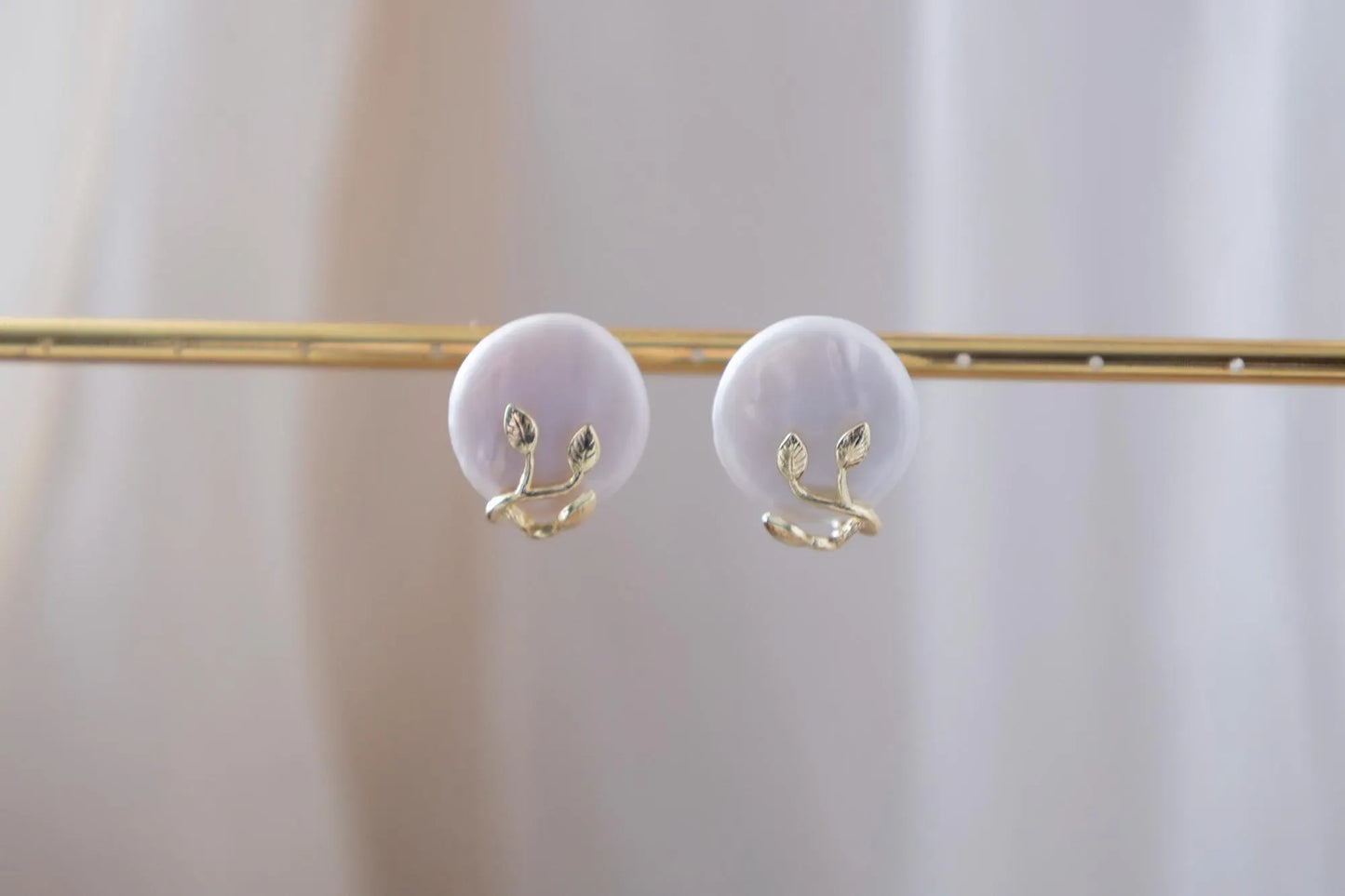 Coin Pearl Stud Earrings - Crafted with genuine pearl, baroque pearl