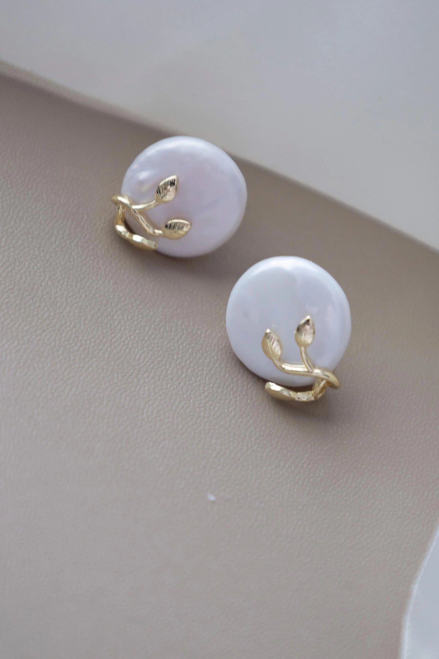 Coin Pearl Stud Earrings - Crafted with genuine pearl, baroque pearl