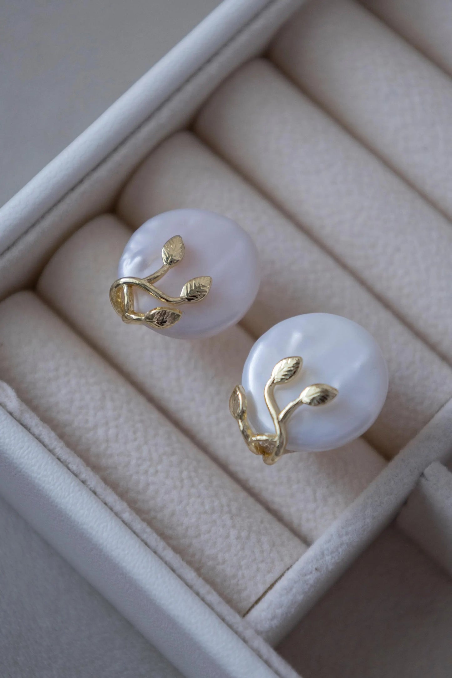 Coin Pearl Stud Earrings - Crafted with genuine pearl, baroque pearl