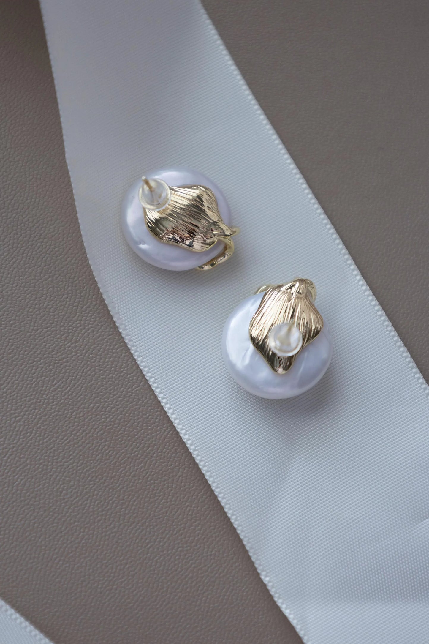 Coin Pearl Stud Earrings - Crafted with genuine pearl, baroque pearl