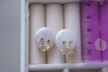 Coin Pearl Stud Earrings - Crafted with genuine pearl, baroque pearl