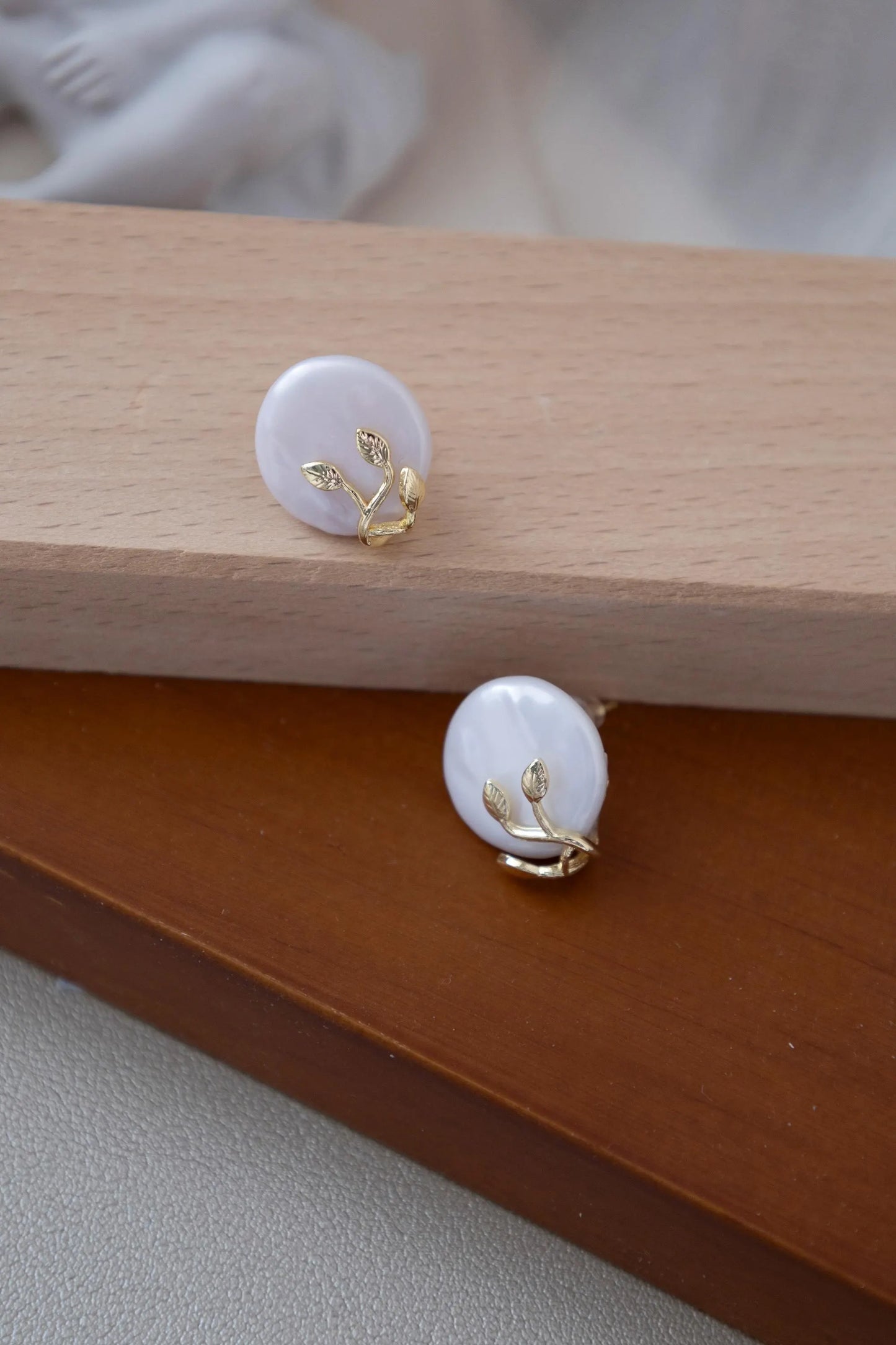 Coin Pearl Stud Earrings - Crafted with genuine pearl, baroque pearl