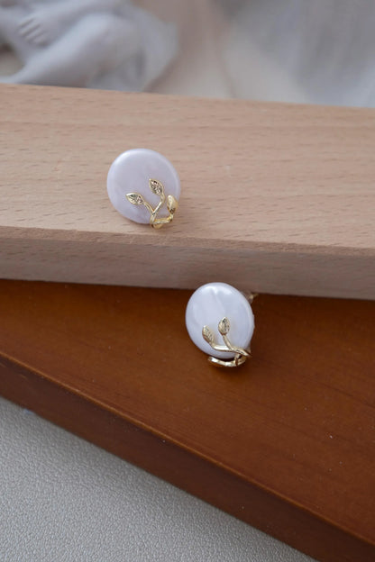 Coin Pearl Stud Earrings - Crafted with genuine pearl, baroque pearl