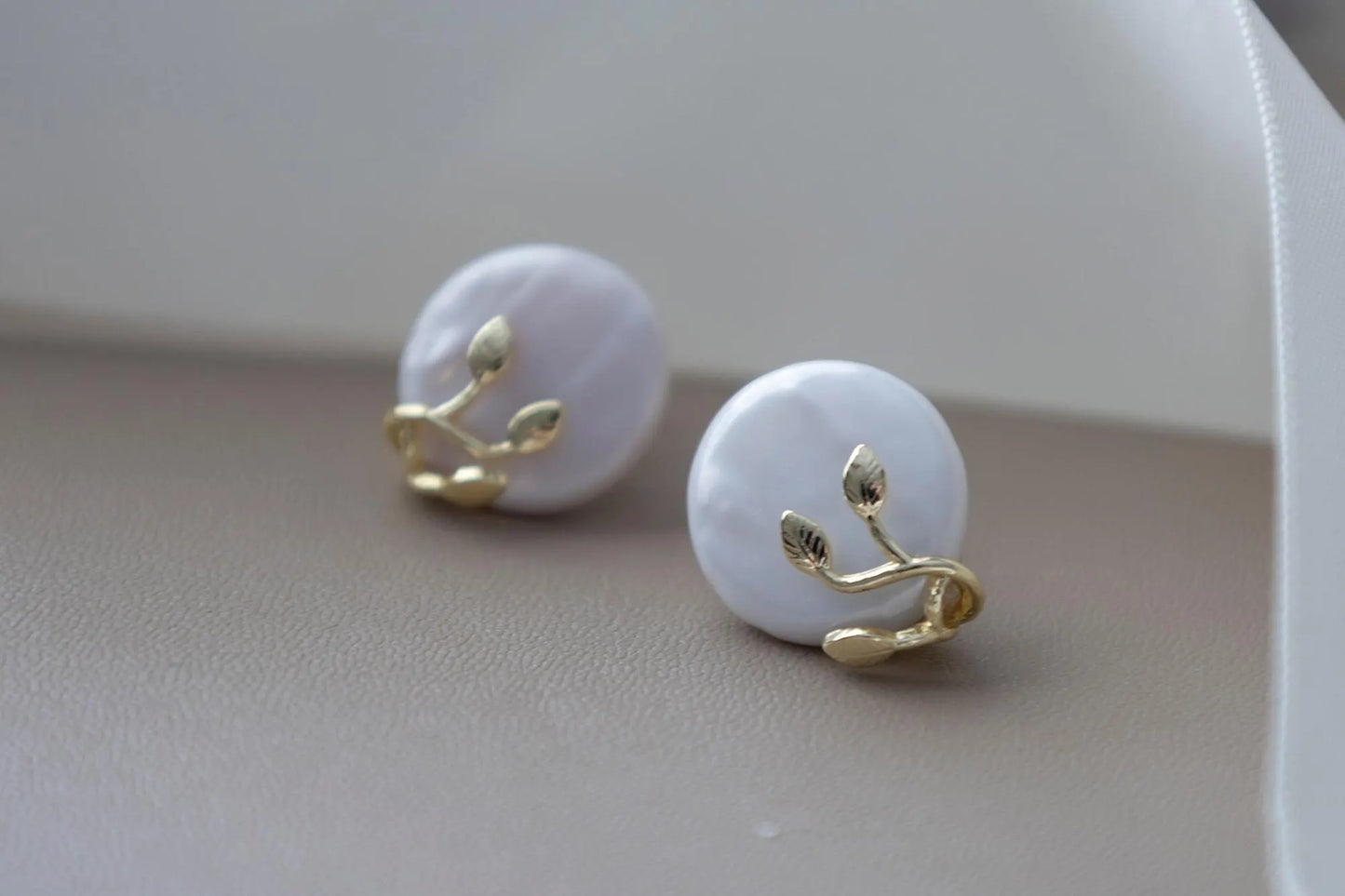 Coin Pearl Stud Earrings - Crafted with genuine pearl, baroque pearl