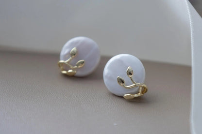 Coin Pearl Stud Earrings - Crafted with genuine pearl, baroque pearl