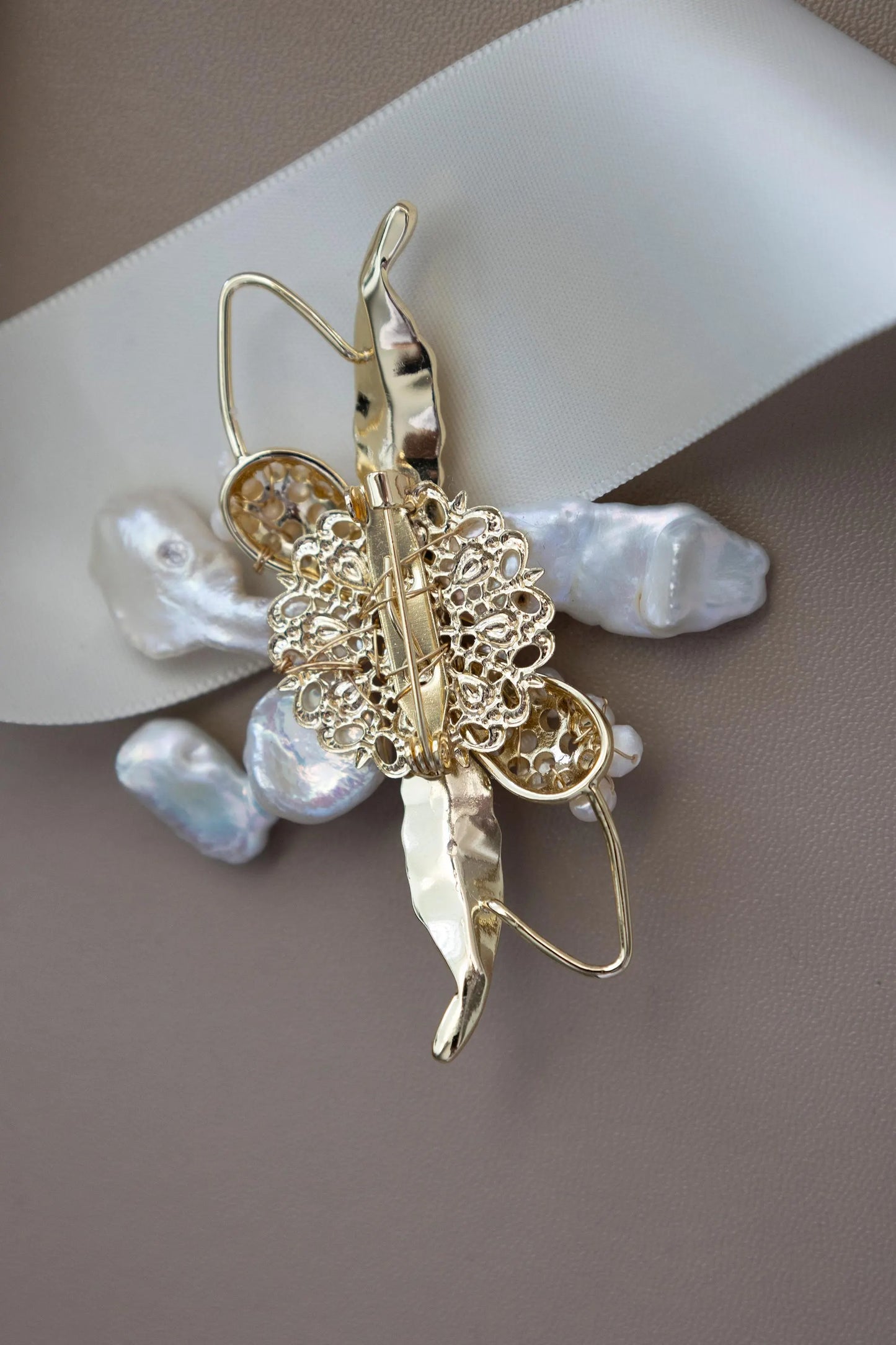 Sterling Silver Holly Leaf Baroque Pearl Brooch - Crafted with Read