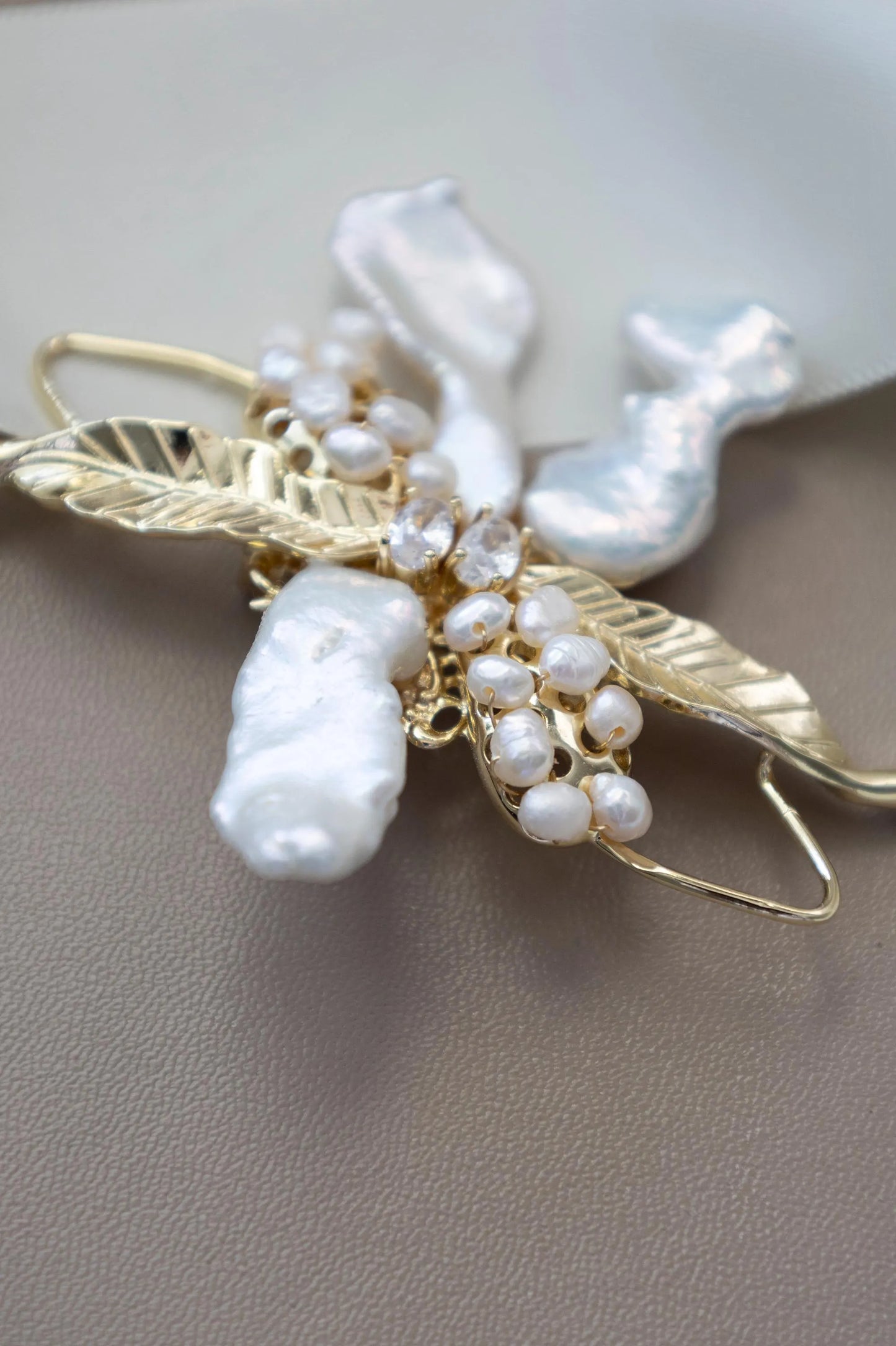 Sterling Silver Holly Leaf Baroque Pearl Brooch - Crafted with Read