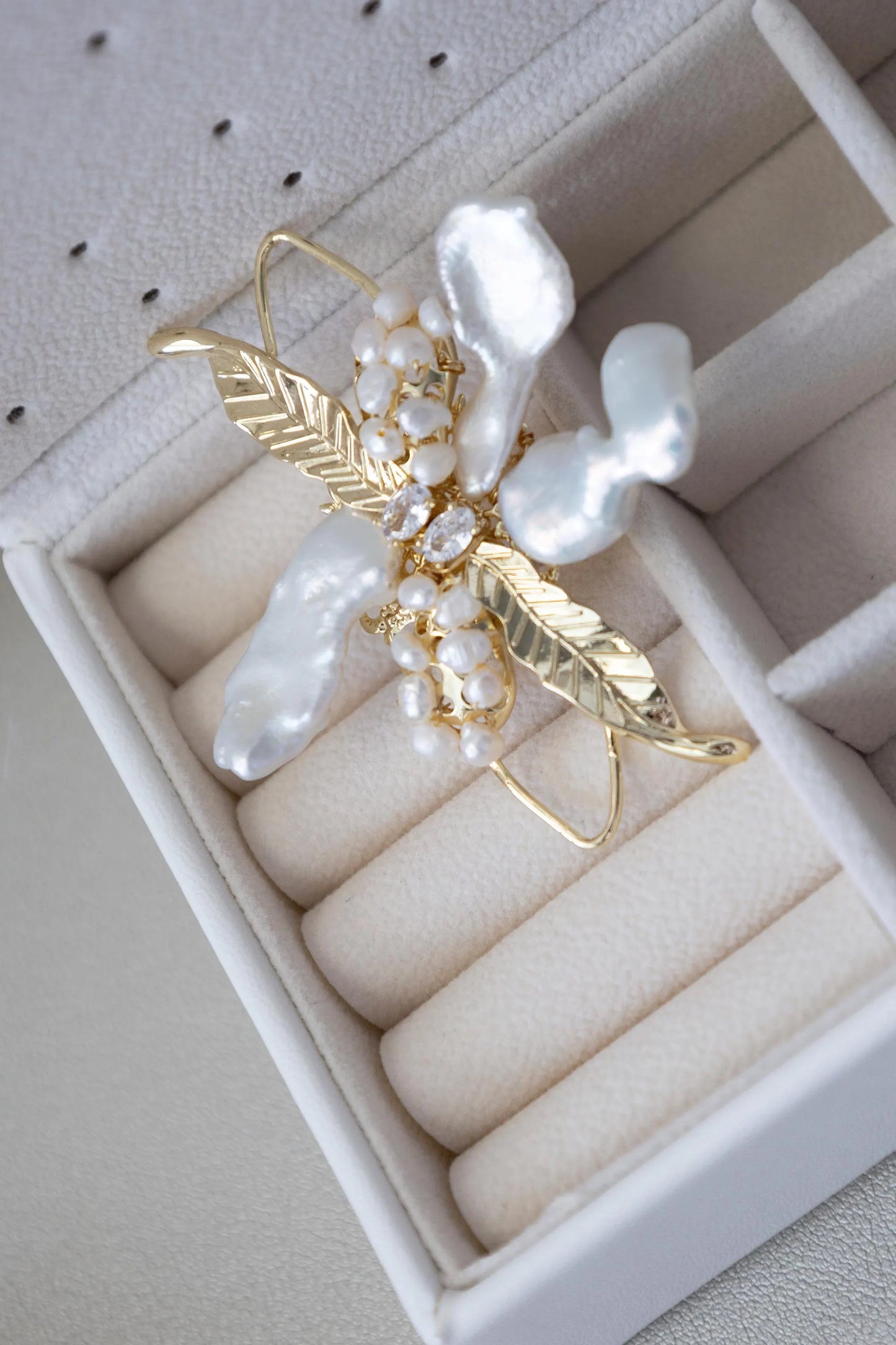 Sterling Silver Holly Leaf Baroque Pearl Brooch - Crafted with Read