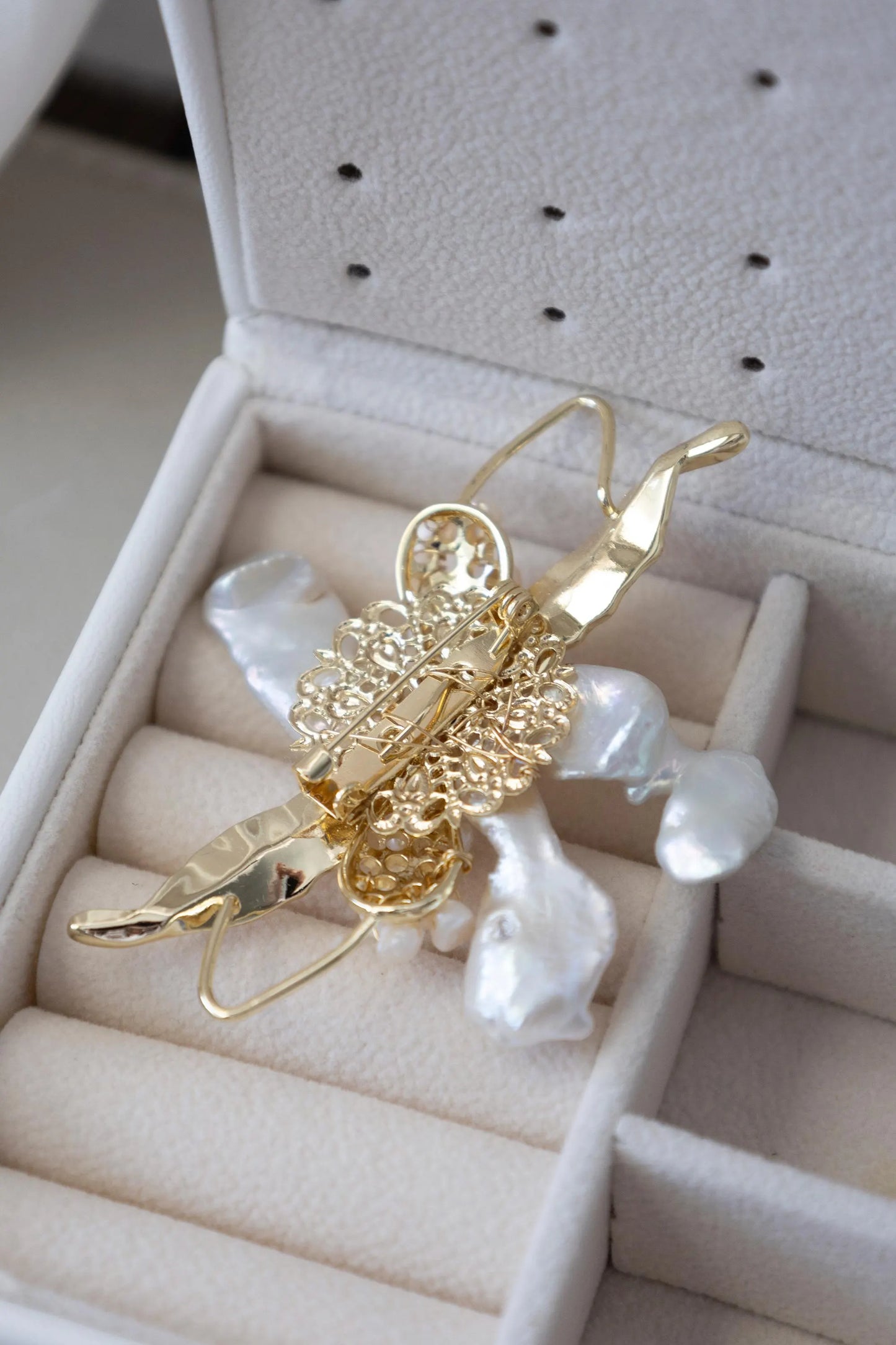 Sterling Silver Holly Leaf Baroque Pearl Brooch - Crafted with Read