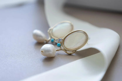 Baroque Pearl Dangle Earrings - Crafted with freshwater pearl